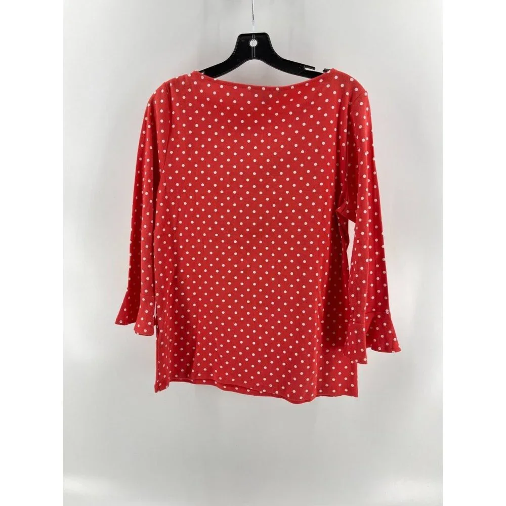 Lauren Ralph Lauren Women's Orange Long Sleeve Polka Dot Top Shirt Size XL - Picture 4 of 11